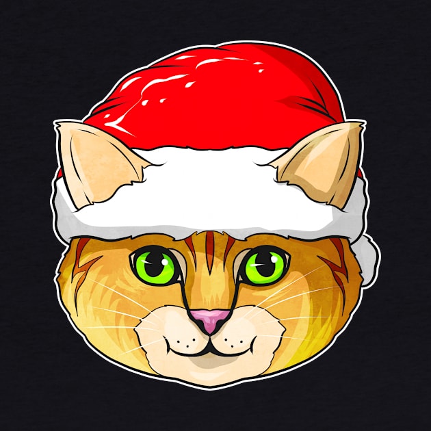 Cute Kawaii Christmas Cat with Santas Hat For Christmas by SinBle